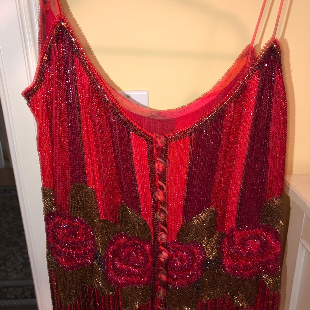Vintage rose deco heavily beaded top